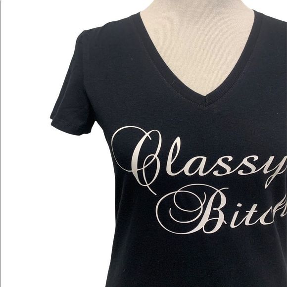 Classy Bitch | Funny V-neck T-Shirt - Picture 2 of 2